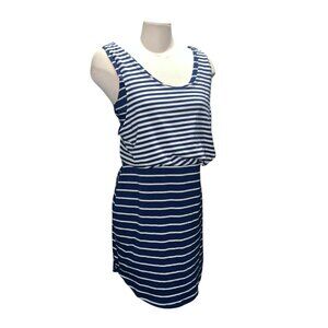 Jessica Simpson Blue & White Striped Sleeveless Tank Dress Large Racerback Casua